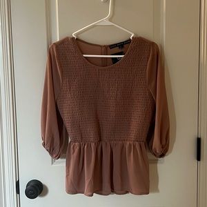 Pink Long Sleeve Smock Body Blouse